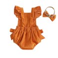 thumbnail image 3 of Baby Girls Sleeveless Bodysuit and Headband Two Piece Set Pumpkin Halloween Cosplay Halloween Outfits Size 6-12 Months, 3 of 6