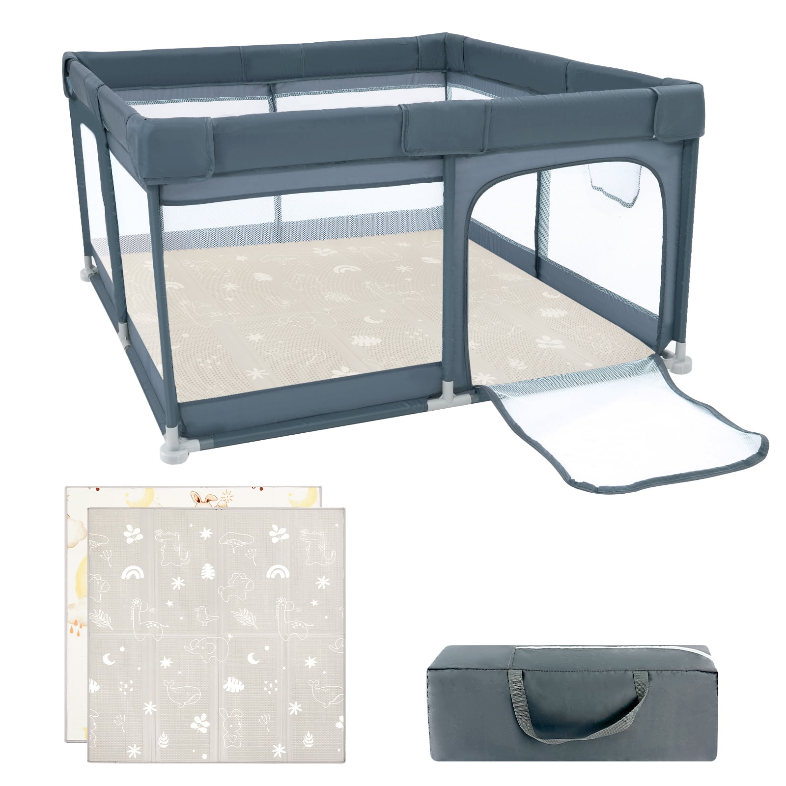 Joypony Baby Playpen with Mat, Large Playpen for Babies and Toddlers, 50 x 50 x 27 inches, Unisex