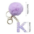 thumbnail image 1 of CaiYueKe 26 Letter Initial Keychain with Purple Pom Poms - Velvet Pendant Charm for Backpack Purse, Alphabet Jewelry Gift for Women Men Friends Holiday Party Decoration, 1 of 6