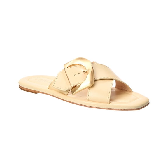 Schutz Lois Leather Flat Sandal, 7, White