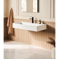 thumbnail image 2 of 36" X 18" Matte White Solid Surface Wall Mount Rectangle Vessel Sink With Faucet Hole. Spacious Bathroom For Various Styles. Construction. Easy To Assemble Mounted Modern Bath Interiors. Stone Resin, 2 of 4