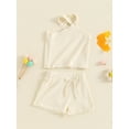 thumbnail image 5 of Musuos 2Pcs Toddler Girl Summer Outfits 6 12 18 24M 3 4Y Sleeveless Cross Halter Tank Tops + Solid Color Shorts Set Casual Clothes, 5 of 10