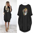 thumbnail image 2 of REDHOTYPE Robe Midi Rétro Halloween Manches Longues Col Rond Mode Décontractée Style Rue Imprimé Crâne Robe Midi Vêtements de Maison, 2 of 3