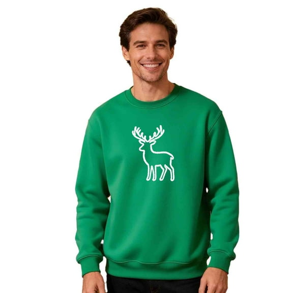 Cavosen Christmas Women's Pullover Sweater Crew Neck Long Sleeve Fleece Funny Pullover Deer Graphic Solid Blouses Couple Party Shirt Tops
