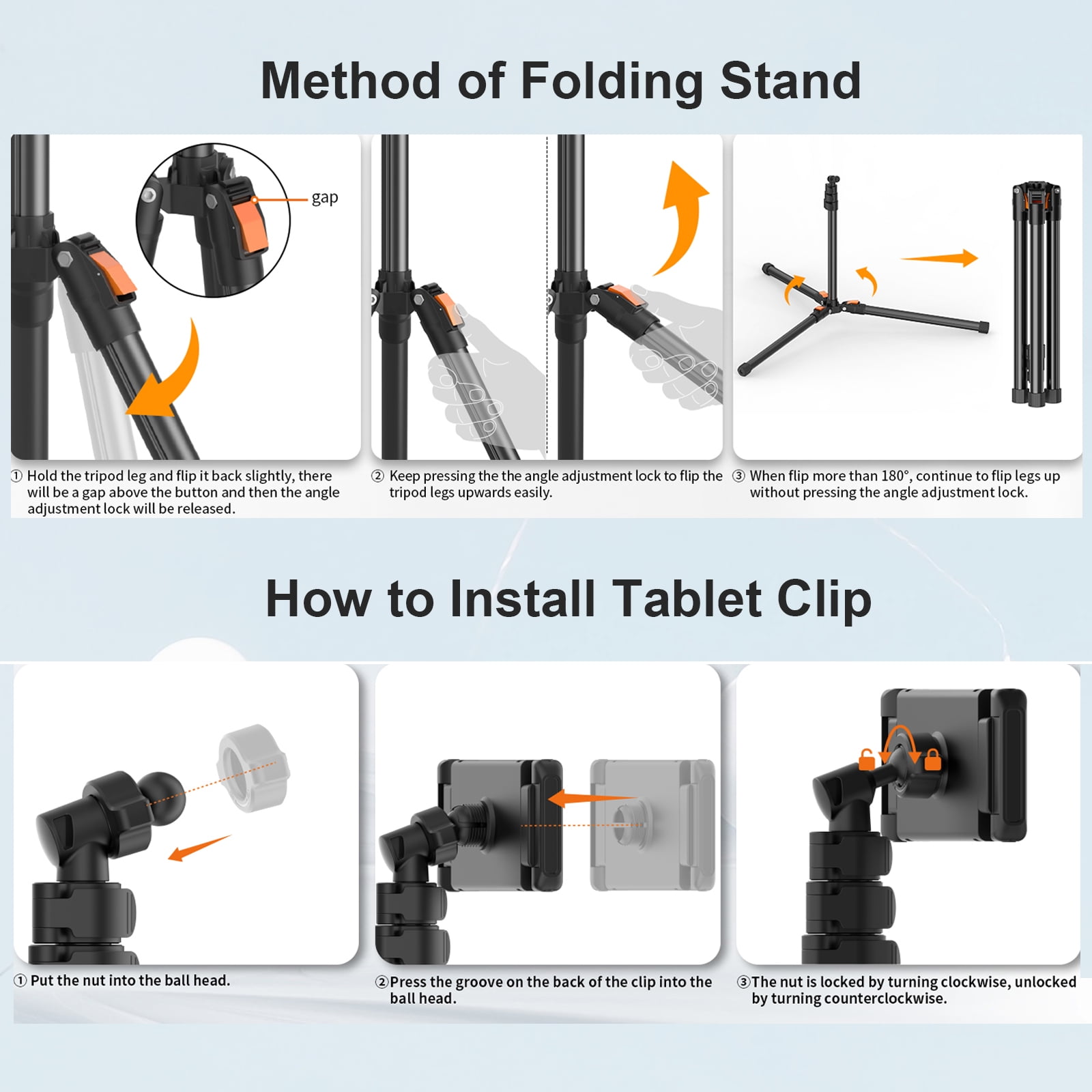 TONEOF 72IN Tablet Stand, 360° Rotating Tablet Tripod, Height Adjustable Floor Stand Tripod, Portable Cell Phone Tripod for Cell Phone/Tablet