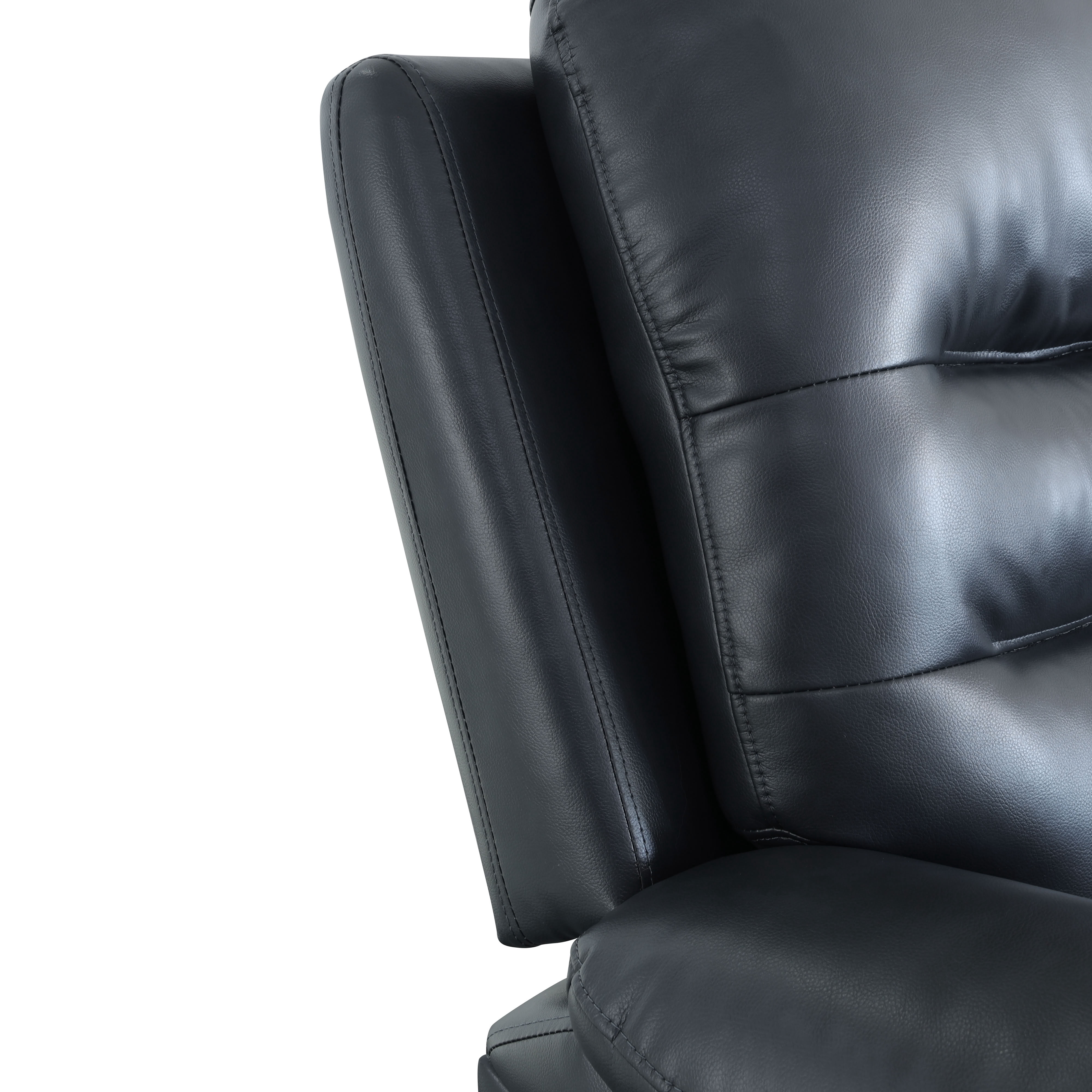 MAYEERTY 3-Seat Intelligent Recliner Sofa with Breathable Leather, LED Light & USB Charging for Family Living Room