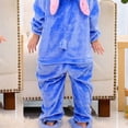 thumbnail image 2 of Pijama de una pieza de franela para adultos con dibujos de animales en polvo azul y estrellas para bebé, versión de inodoro, traje de una pieza de rendimiento para niños, 2 of 6