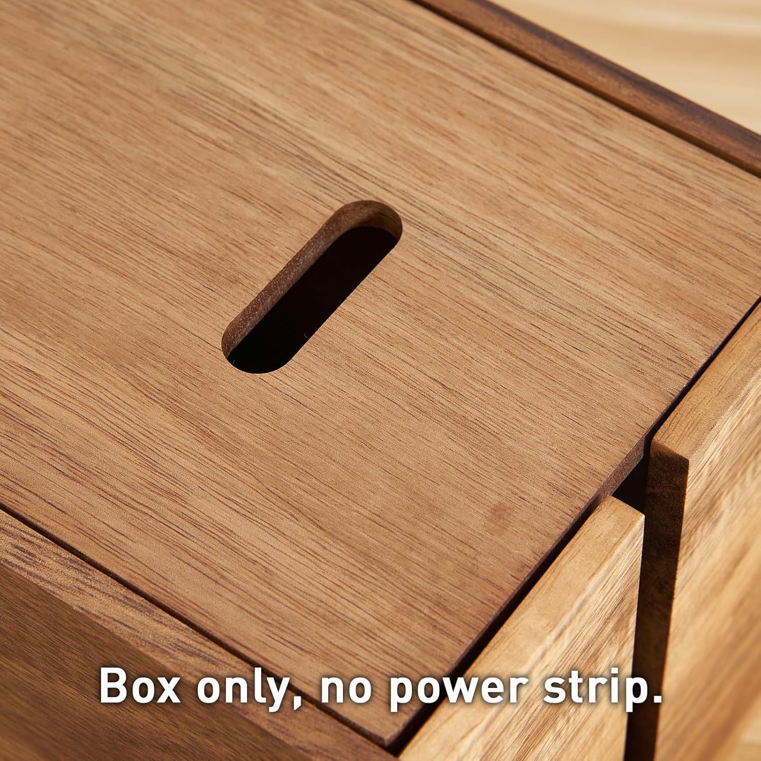Acacia Wood Cable Management Box, Wooden Cord Hider & Organizer for Power Strip, Electrical Hiding, TV Wires, Desk & Floor Cables