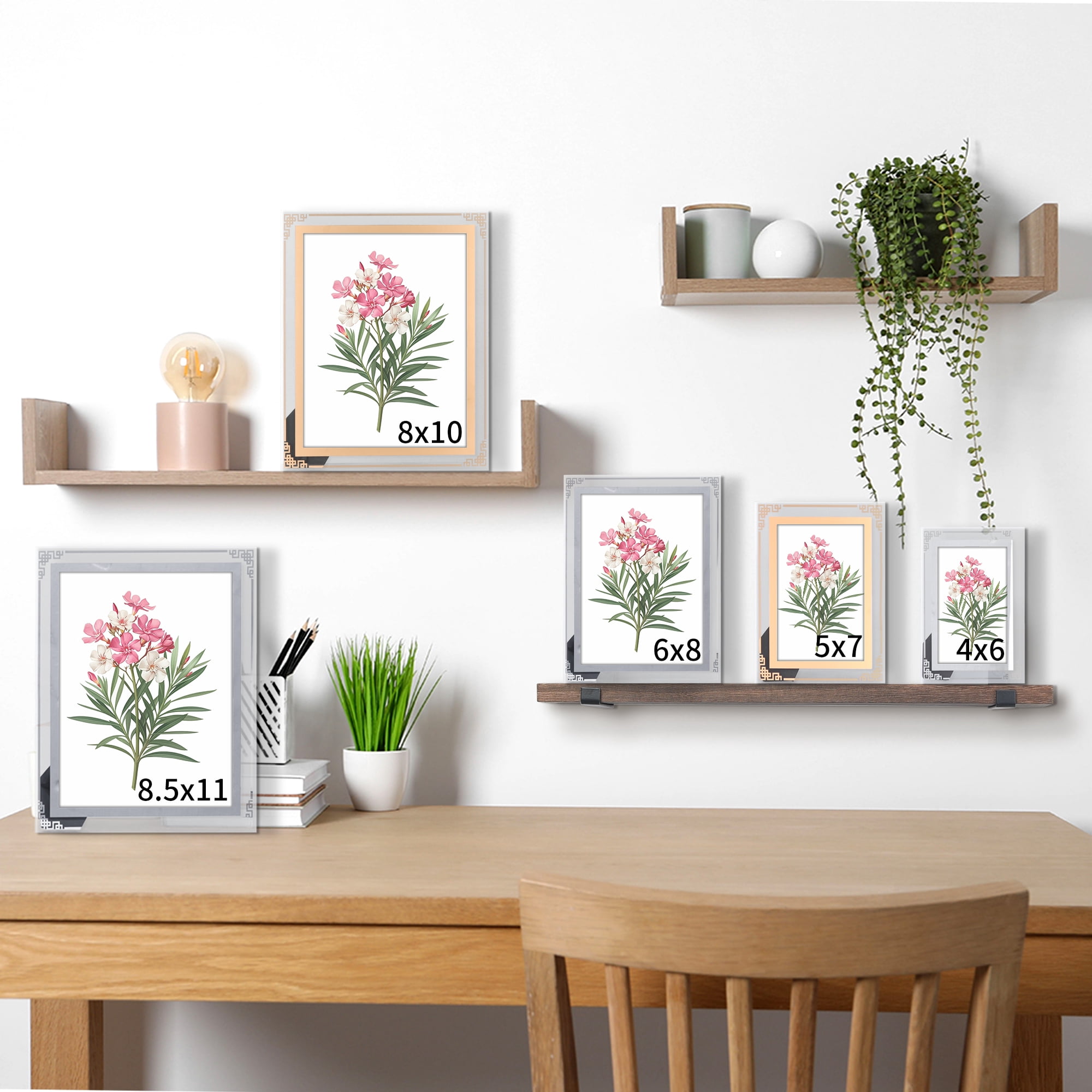 Unique Bargains Glass Picture Frames for Home Tabletop Decor Photo Frames Silver 5x7"