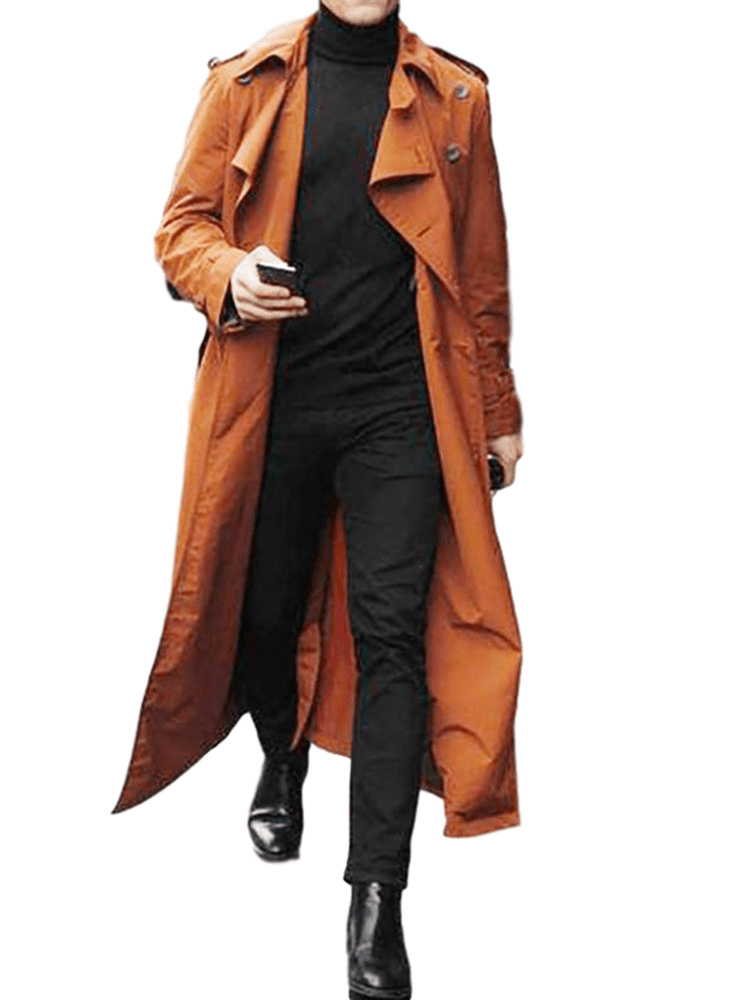 Mens 3 Button Stand Collar Slim Fit Outwear Trench Coat Chic Long Jacket New Hot 