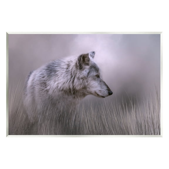Stupell Grey Wolf Wildlife Photography Animals & Insects Photography Wall Plaque Unframed Art Print Wall Art