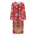 thumbnail image 3 of Yuyamidu Christmas Zipper Robes for Women Plus Size M Reindeer Long Sleeve Bathrobe Sleepwear Xmas Bell Pjs Dresses Soft Nightgown Red Round Neck Night Clothes, 3 of 7