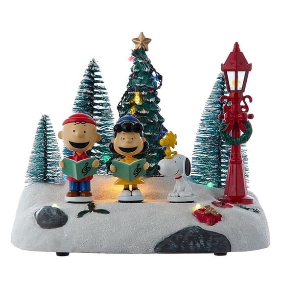 Peanuts 6 in. Battery-Operated Lighted Musical Carolers Table Piece