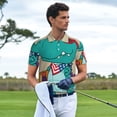 thumbnail image 2 of Kdxio Cool Dino Playing Skateboard Print Men's Short Sleeve Polo Shirt,Midweight Men's Shirt, 2 of 6
