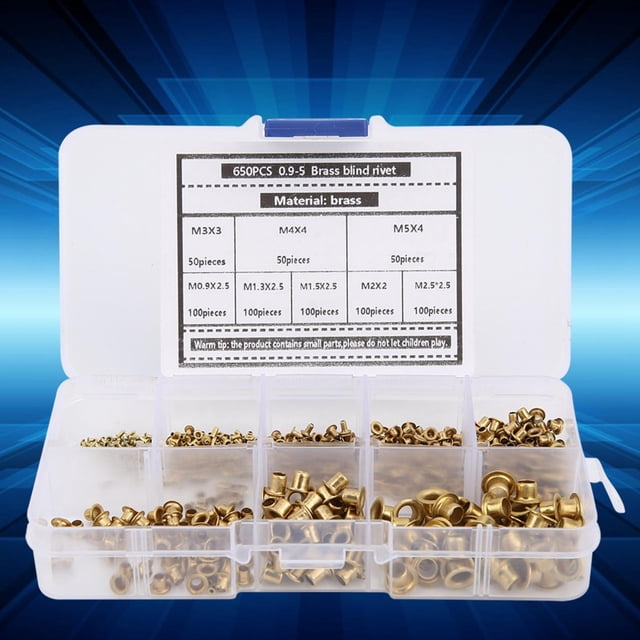 Accessoires de Quincaillerie, 650 Pcs Oeillets en Laiton Rivets Oeillets Métalliques à Boutonnière Rivet Caractéristiques Améliorées