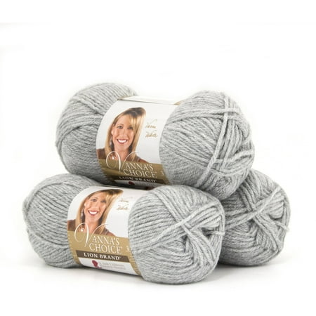 UPC: 0842093103080 | Lion Brand Yarn Vanna s Choice Silver Heather Basic Medium Acrylic Gray Yarn 3 Pack