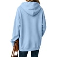 thumbnail image 5 of Solid Color Hooded Sweatshirts Women Long Sleeve Front Pocket Loose Fit Trendy Fall Casual Pullover Hoodies Light Blue S, 5 of 6