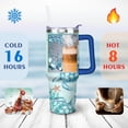 thumbnail image 4 of 40oz Cute Ocean Life Turtle Stainless Steel Flip Straw Tumbler Spill Proof Travel Cup Double Wall Vacuum Insulated Coffee Mug with Top Handle, 4 of 6