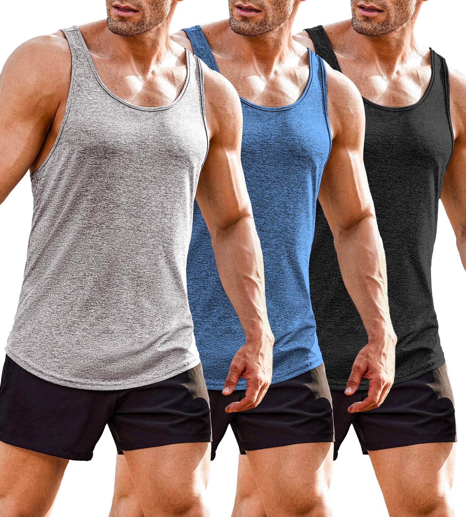 COOFANDY Men Workout Tank Tops for Muscle Gym Y-Back Sleeveless T-Shirts Bodybuilding Fitness T-Shirts Active Tees