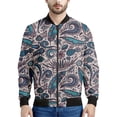 thumbnail image 2 of Chaqueta con cremallera con estampado de olas del océano vintage para hombre, chaqueta holgada informal de manga larga con estampado 3D de autobús de la paz y plumas, abrigo de calle, 2 of 5
