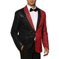 thumbnail image 4 of Lars Amadeus Sequin Blazer for Men's Shawl Lapel Party Sparkle Color Block Sports Coats, 4 of 5