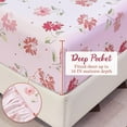 thumbnail image 4 of Floral Queen Sheet Set, 4-Piece Boho Printed Bed Sheets, 16" Deep Pocket, Ultra Soft & Cooling Sheet, Oeko-TEX Certified, Blush Pink Floral, 4 of 7