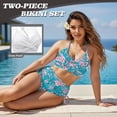 thumbnail image 4 of Garronmavis Women's High Waisted Bikini Set Crisscross Tie Back Floral Print 2 Piece Bathing Suit Twist Front Tummy Control Swimwear Summer Beachwear, 4 of 6