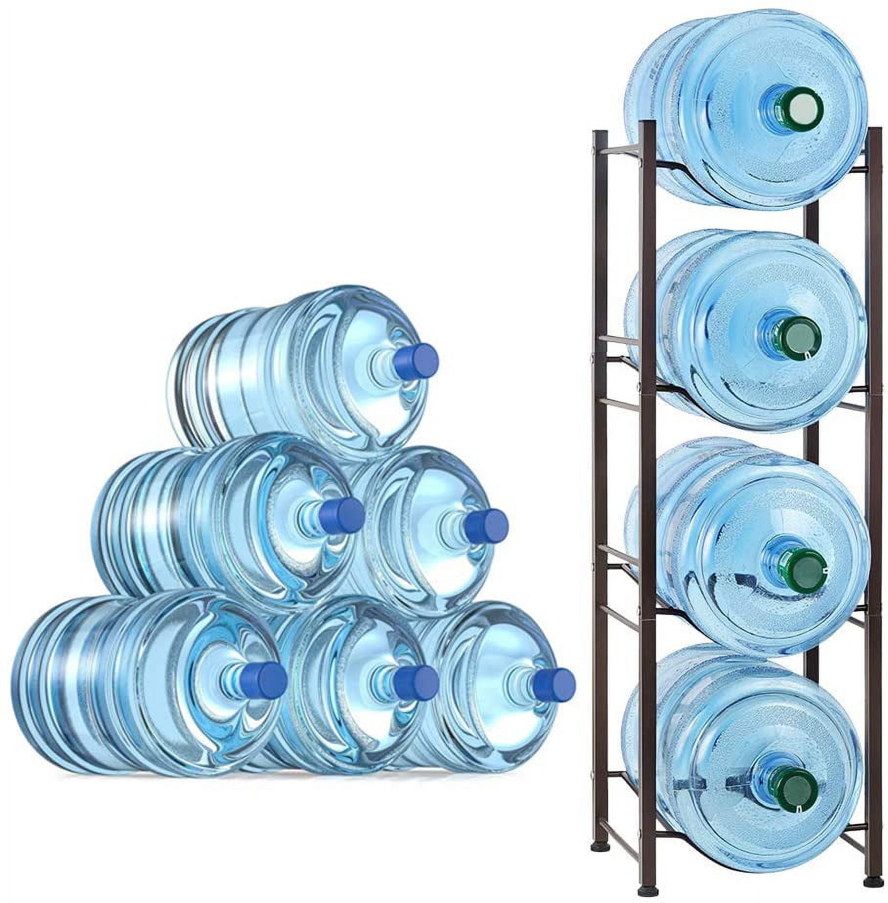 4 Tier Dark Brown Water Cooler Jug Rack, 5 Gallon Water Jug Holder Heavy Duty Storage Rack