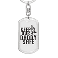 thumbnail image 5 of Keep Our Daddy Safe Dad Stainless Steel or 18k Gold Premium Swivel Dog Tag Keychain, 5 of 10