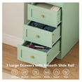 thumbnail image 5 of Armoire Wardrobe Closet, 69.5" H Wood Bedroom Armoires Cabinet with Mirror Door and 3 Drawers, Green Clothing Storage Cabinet with Hanging Rod & Sensor Light for Bedroom-Left, 5 of 8