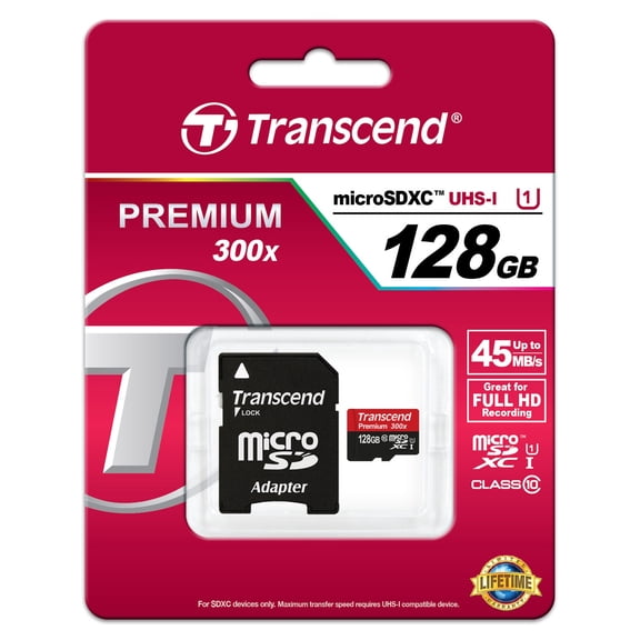 Transcend 128GB Premium microSDXC UHS-I Memory Card with SD Adapter #TS128GUSDU1