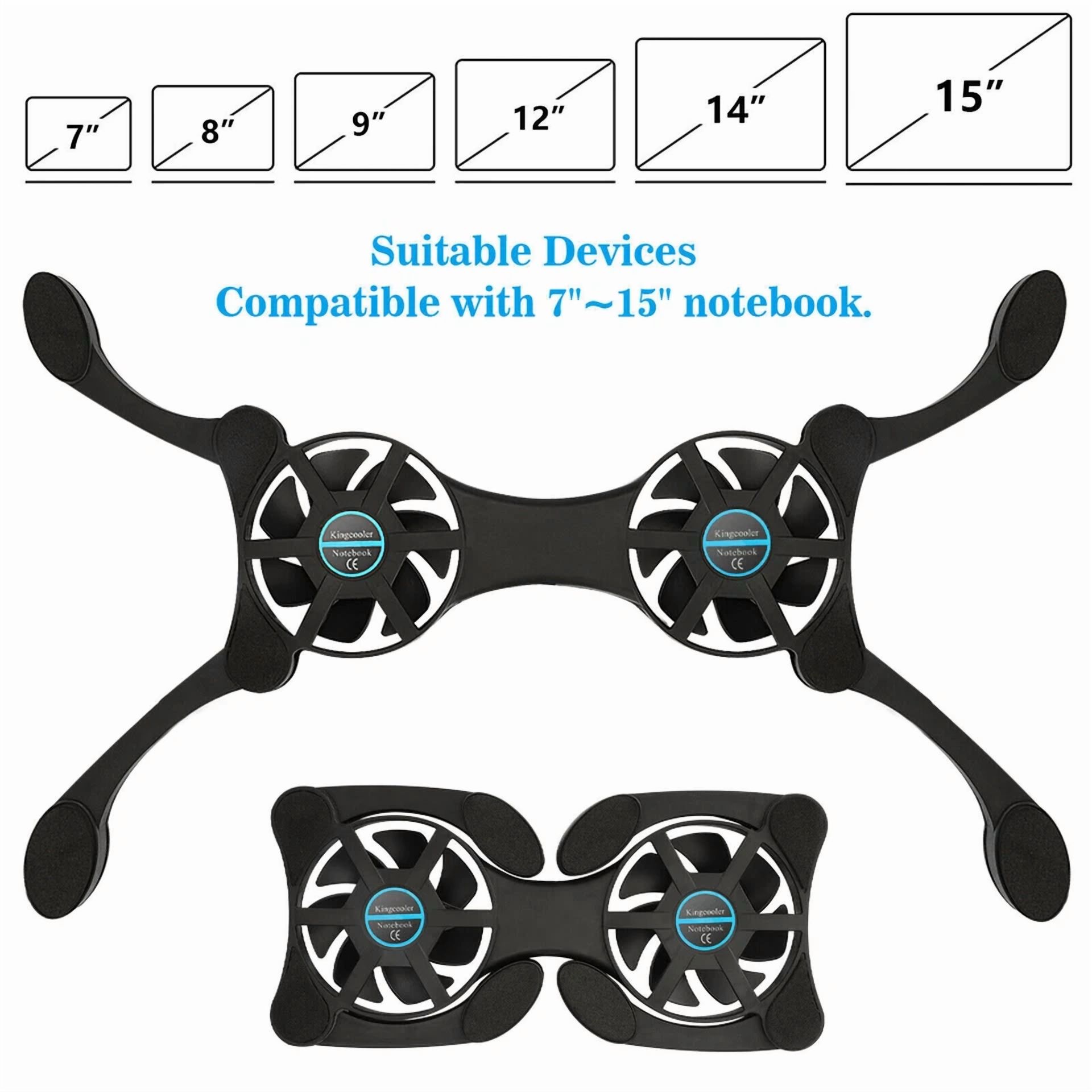 Dual Usb Cooling Fan Pad Foldable Slim Fans Cooler Stand For Laptop Pc Notebook