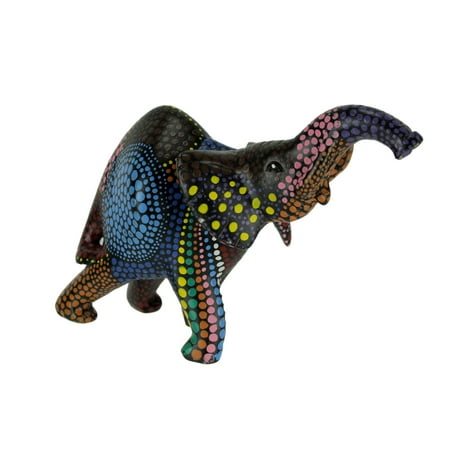 Hand Carved Stone Animal - Colorful Dot Painted Hand Carved Natural Stone Tribal Elephant Statue