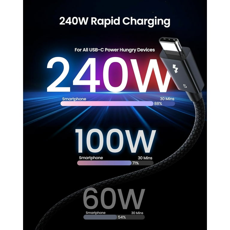 240W Charging Anker Prime Thunderbolt 5 Cable 3.3ft - , 80Gbps Data  Transfer For MacBook, IPhone 16, Displays Anker Prime USB-C