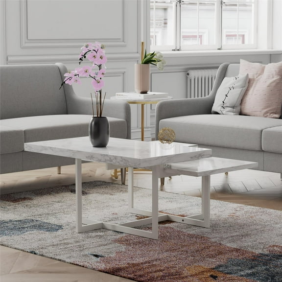 CosmoLiving by Cosmopolitan Brielle Coffee Table, White Faux Marble