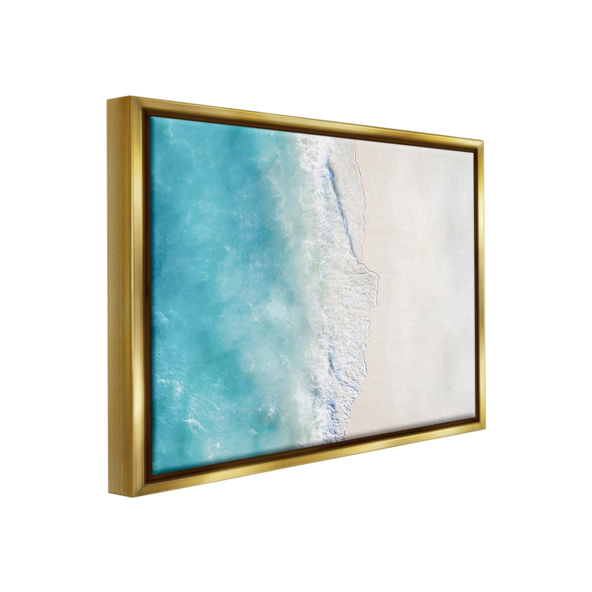 Stupell Industries Vivid Beach Aerial View Landscape Photography Gold Floater Framed Canvas Art Print Wall Art, 31 x 25