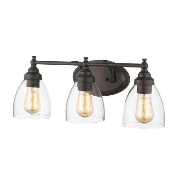 RADIANCE Goods Transitional 3 Light Rubbed Bronze Bath Vanity Light Clear Glass 23" Wide