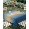 thumbnail image 2 of Khaki Navy Blue Ombre Outdoor Tablecloth with Umbrella Hole, Modern Abstract Art Gradient Spillproof Waterproof Outdoor Table Cover, Patio Tablecloths for Party/Garden/Picnic, Square 54"x54", 2 of 9