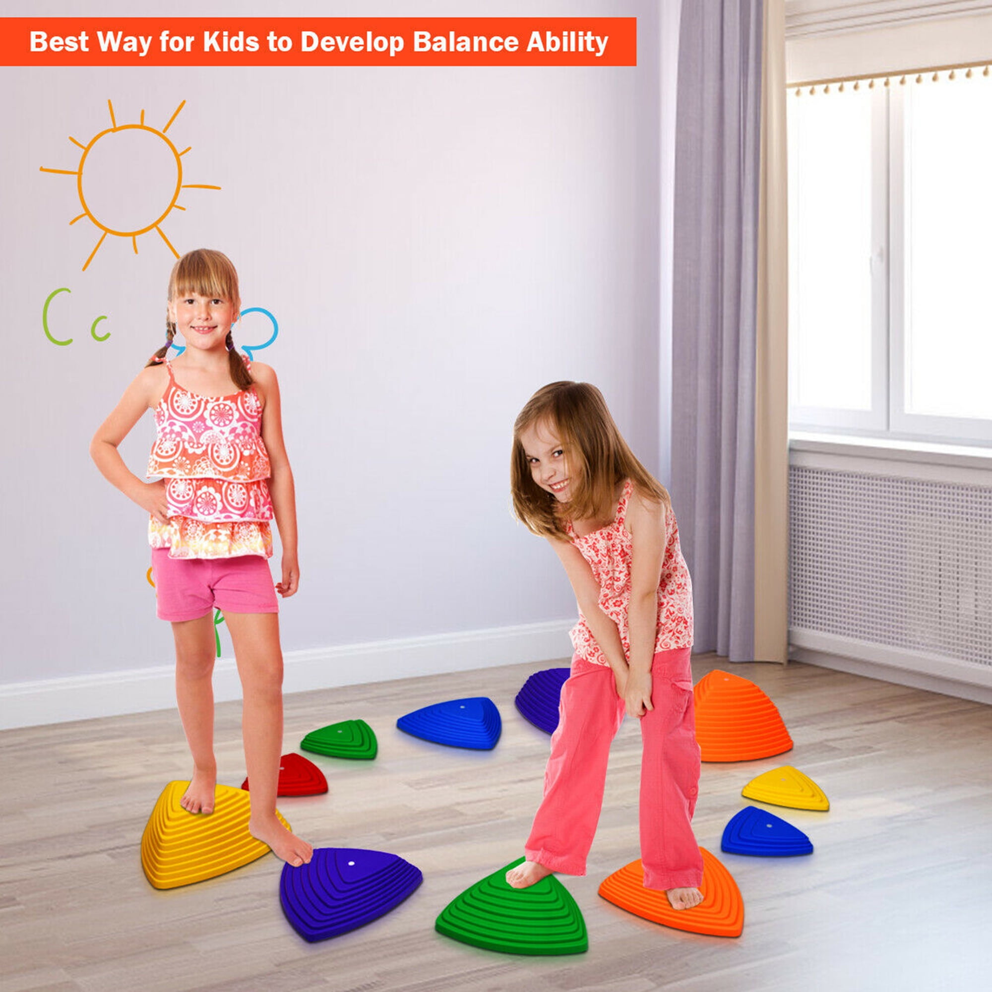 Details about   Stepping Stones for Kids Ex... Set of 11 pcs for Balance with Non-Slip Bottom 