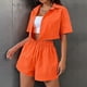 thumbnail image 1 of Revers Chemise + Short Top corto para mujer + Pantalones cortos 2 piezas Camisa de verano + Pantalones cortos sueltos Conjunto a juego (Naranja XS) Cgtredaw Para estrenar, 1 of 1
