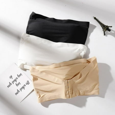 

2-Pack Women s Intimates Tube Tops Bra Breathable Non-slip Strapless Wrapped Chest Padded Bra Tube Vest Underwear