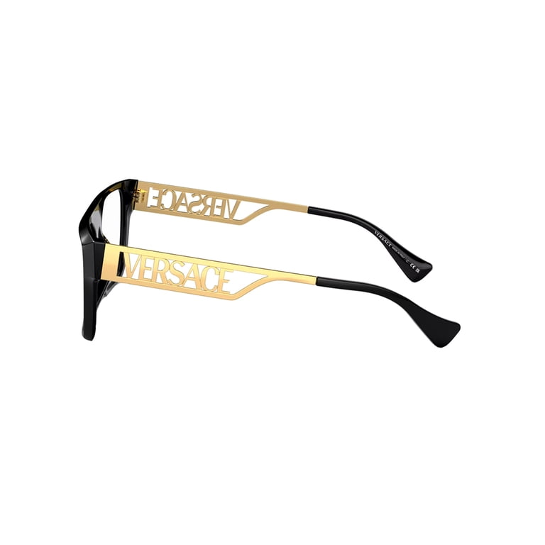VERSAGEセット Versace Unisex Rectangle Eyeglasses VE 3326U GB1, Black/Gold