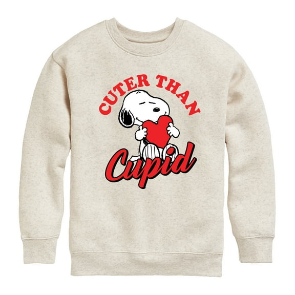 Peanuts -  Valentine's Cuter Than Cupid  - Toddler And Youth Crewneck Fleece Sweatshirt