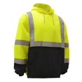 thumbnail image 4 of Men's ANSI Class 3 High Visibility Sweatshirt, Hooded Pullover, Black Bottom - Lime / X-Large, 4 of 5