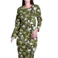 thumbnail image 6 of Moomaya Printed Full Sleeve Bodycon Dress for Women Scoop Neck Side Slit Casual Clothing, 6 of 8