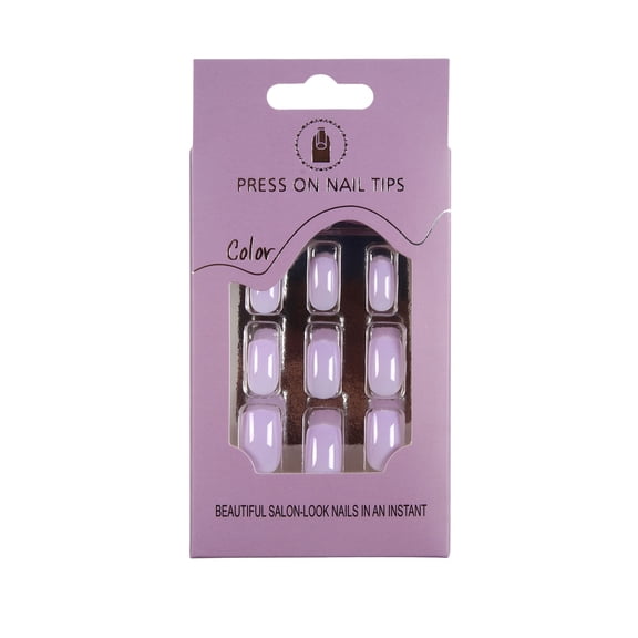 Acrylic Nail Kits - Color No Glue 24 Pcs Medium Multicolor Short Squoval Shape Easy Application for Stunning At-Home Manicures