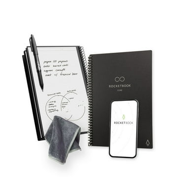 Rocketbook Core Smart Spiral Notebook, Dot-Grid and Lined Pages, 36 Pages, 6"x8.8", Black