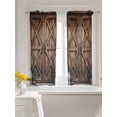 thumbnail image 3 of Retro Brown Door Curtains 54 Inch Length, Sheer Curtains for Bedroom Living Room Window Country Vintage Wooden Door Rod Pocket Voile Drapes Kitchen Curtains Small Half Window 42"x54" 2 Panels, 3 of 6