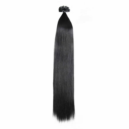 UNice Hair Brazilian 8a Virgin Keratin Nail U Tip Human Hair Extensions Remy #1 Black Color Straight Hair Wefts,