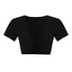 thumbnail image 4 of Camiseta deportiva ajustada de manga corta y cuello en V para yoga para mujer - Ropa deportiva de alta resistencia con soporte acolchado, tallas reales (S-L), 4 of 5